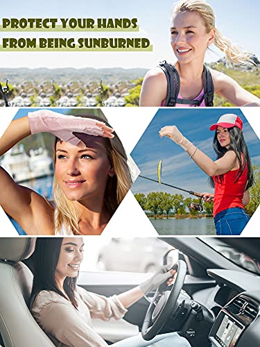 Sunblock Fingerless Gloves Non-slip UV Protection Driving Gloves Summer Outdoor Mittens for Women Girls - color: Light Gray, Light Pink, Beige