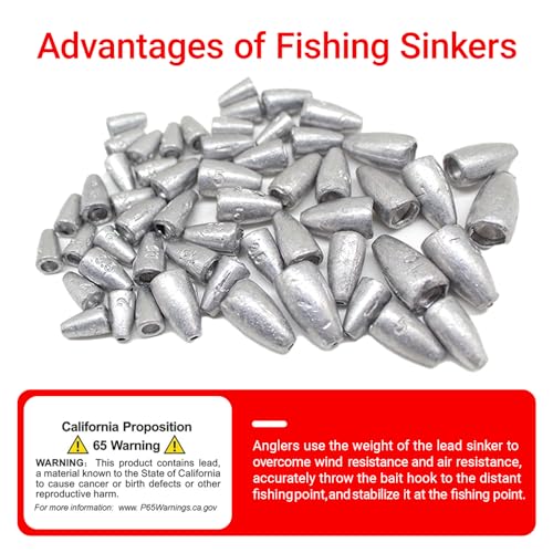 Fishing Weight Sinkers, 50pcs/55pcs Lead Worm Weights Fishing Sinkers for Bass Fishing Texas Rigs(2g/3.5g/5g/7g) - color: 2g/3.5g/5g/7g/10g-55pcs(Box)