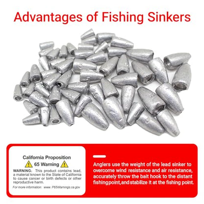 Fishing Weight Sinkers, 50pcs/55pcs Lead Worm Weights Fishing Sinkers for Bass Fishing Texas Rigs(2g/3.5g/5g/7g) - color: 2g/3.5g/5g/7g/10g-55pcs(Box)