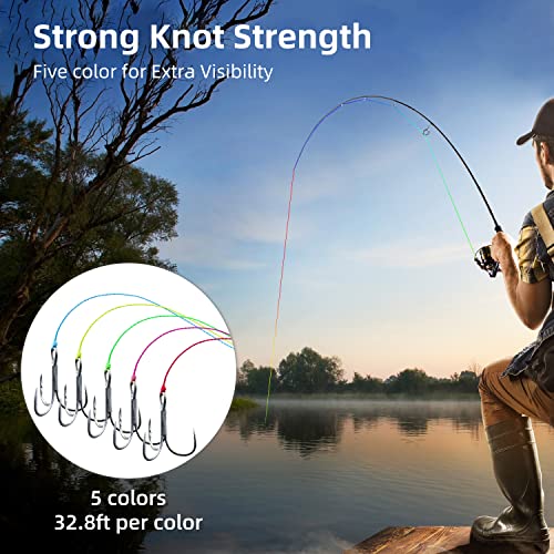 RUNCL Braided Fishing Line X8, Pro Grade Tournament PE Line for Fresh/Saltwater, Abrasion Resistant, No Stretch, Hi Vis Multi-Color Measure Line, 328/546/1093 Yards, 8-200 lb, Christmas Fishing Gifts - size: 10lb - 328yds