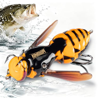Kingdom Wasp Crawl Bait Insect Bionic Floating Fishing Lures Swimbaits Hard Artificial Baits Lure Freshwater and Saltwater Bass Carp Pike Walleye Fishing ABS Material Carbon Steel Three Book Hook - color: 05, size: 6.6g