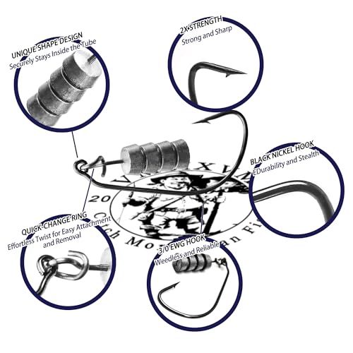 30/20/10 Pcs Tube Jig Heads for Bass Fishing, Tube Bait Worm Hooks rigs for Freshwater Saltwater, 5/16oz, 1/4oz, 3/16oz, 1/8oz - color: A2 - Weighted Tube Jigs - 1/4 oz (10 Pcs)