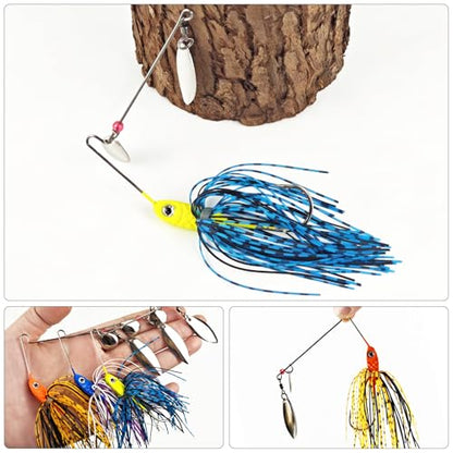 Bass Spinner Baits Fishing Lures | Spinner Baits for Bass Fishing Hard Metal Buzzbait jigs with Skirt for bass pike trout salmon Lures Spinnerbait Swimbait
