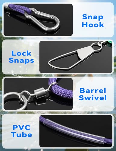 BLUEWING V2 Fishing Stringer Fish Keeper with 10 Stainless Steel Lock Snaps and 8ft Floating Rope - color: Purple