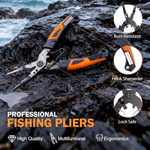 PLUSINNO Fishing Backpack with Fishing Gear Fishing Net, Waterproof Tackle Backpack with Rod Holders, Tackle Box, Lures, Tools, Pliers & Accessories, Fish Gifts for Men - color: Khaki Backpack With Net