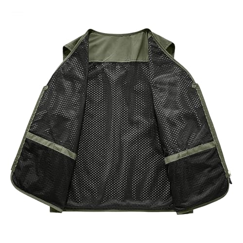 Men's Outdoor Fishing Vest Multi-Pocket Casual Lightweight Quick Dry Travel Photography Hiking Hunting Utility Vests - color: Army Green, size: Small