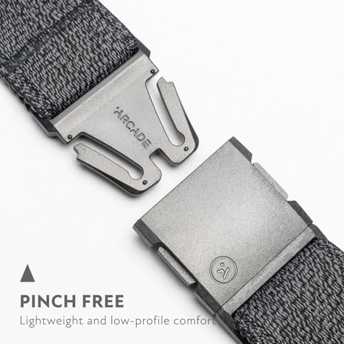 Arcade Belts A2 Unisex Adventure Belt: Heavy Duty Stretch, Metal Free Buckle - color: Atlas - Heather Black, size: Long (Up to 50"); 1.5" Wide