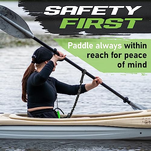 Gradient Fitness 2 Pack Kayak Paddle Leash, 5-8 Feet Stretchable Paddle Strap with Carabiner Secure Leash Lanyard Rope for SUP Kayak Canoe Paddle Fishing Pole Rod - color: Black