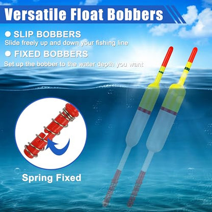 Wood Slip Bobbers Fishing Floats and Bobbers Spring Oval Stick Slip Floats for Crappie Catfish Trout Panfish Walleyes Bass Fishing 10/20pcs - color: 2.36in*0.67in*5.63in-10pcs