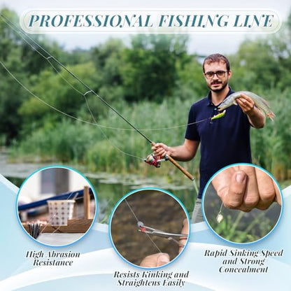 5 Pcs Fishing Bait String, Nylon Invisible Fishing Thread Elastic Clear Fishing Line 0.2mm 820FT Per Spool Stretchy Fish Wire for Salmon Sturgeon Catfish Bass