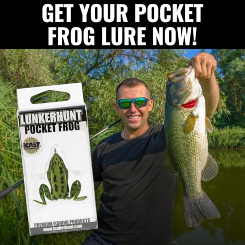 LUNKERHUNT Frog Lure for Bass Fishing | Pocket Frog Fishing Lure 1.75 Inch | Topwater Fishing Lures, Soft Hollow Body, Weedless Hooks for Trout, Pike in Saltwater and Fresh Water - style: Green Tea