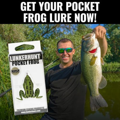 LUNKERHUNT Frog Lure for Bass Fishing | Pocket Frog Fishing Lure 1.75 Inch | Topwater Fishing Lures, Soft Hollow Body, Weedless Hooks for Trout, Pike in Saltwater and Fresh Water - style: Green Tea