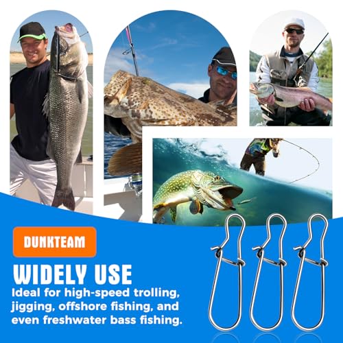 100PCS Size 0-8 Stainless Steel Duo Lock Snap Clip Swivel Lure Snaps Fishing Clips Swivels Fishing Tackle Kit Fishing Snaps Clip High Strength Fishing Gear Hooked Snap - size: #8-220lb-100PCS
