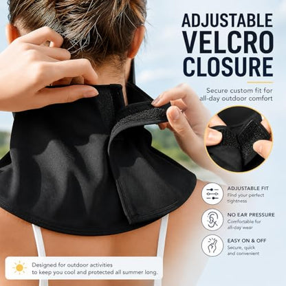 Face Cover for Sun Protection UPF 50+ UV Face Mask, UV Face Shield for Golf, Hiking Fishing & Outdoors Breathable - color: Black