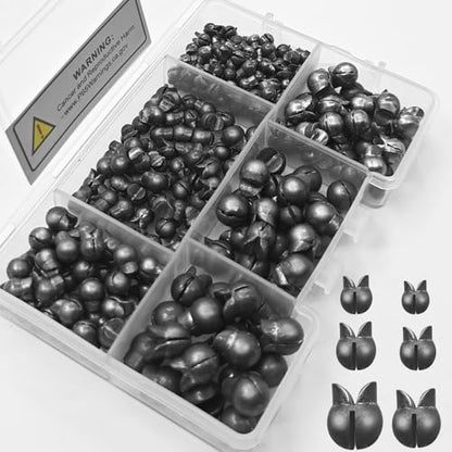 100/150Pcs Split Shot Fishing Weights – Premium Removable Fishing Sinkers,5/6 Sizes Assortment (0.02oz–0.14oz) for Freshwater & Saltwater Fishing - style: 150-large Duck