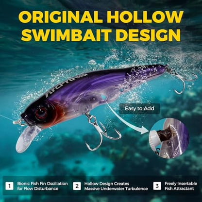 Topwater Fishing Lures -Hard Swimbait,3 8/9in 1/2oz Floating Lure with Hollow Cavity for Scent Attractant, for Bass,Pike,Trout,Freshwater & Saltwater - color: Notropis Chrosomus