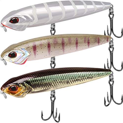 TRUSCEND Popobait Easy Catch Fishing Lures with BKK Hooks, Instant Startup, Longer Cast, Balanced Spray/Sound/Swim, Plopper Topwater Lures for Bass, Trout, Pike, Walleye, Freshwater Saltwater Fishing - color: E4-4.5",0.8oz