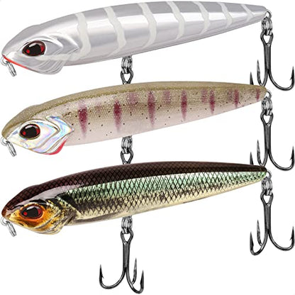 TRUSCEND Popobait Easy Catch Fishing Lures with BKK Hooks, Instant Startup, Longer Cast, Balanced Spray/Sound/Swim, Plopper Topwater Lures for Bass, Trout, Pike, Walleye, Freshwater Saltwater Fishing - color: E4-4.5",0.8oz