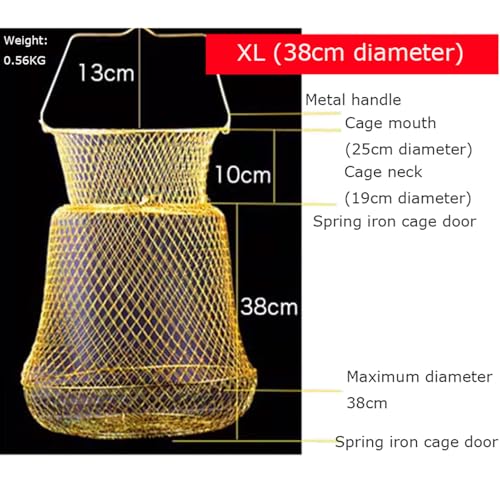 Collapsible Fish Basket Metal Fish Keeper Fishing Net Basket Fishing Creel with Breathable Mesh for Hiking Fishing - size: X-Large