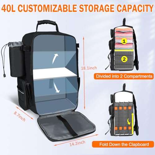 AYAMAYA Fishing Backpack, 40L Tackle Backpack with Rod Holders & 2 Tackle Trays, Large Water-resistant Fishing Bag Equipments - color: Black, 2 Tackle Boxes