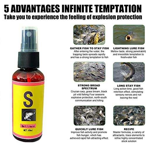 Scent Fish Attractants for Baits - 60ml Natural High Concentration Fish Bait, Safe & Effective Fish Bait Attractant Enhancer Liquid, Practical Anglers Fishing Equipment Accessories - color: 5 PCS