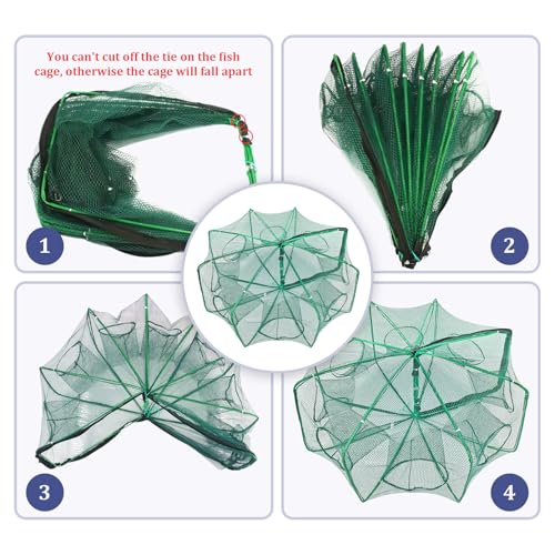 Minnow Trap 27in*10in” with Foldable Fishing Net & Collapsible Fish Bucket - Crab, Crawfish, Shrimp Trap for Freshwater Saltwater Fishing
