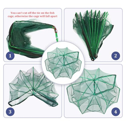 Minnow Trap 27in*10in” with Foldable Fishing Net & Collapsible Fish Bucket - Crab, Crawfish, Shrimp Trap for Freshwater Saltwater Fishing