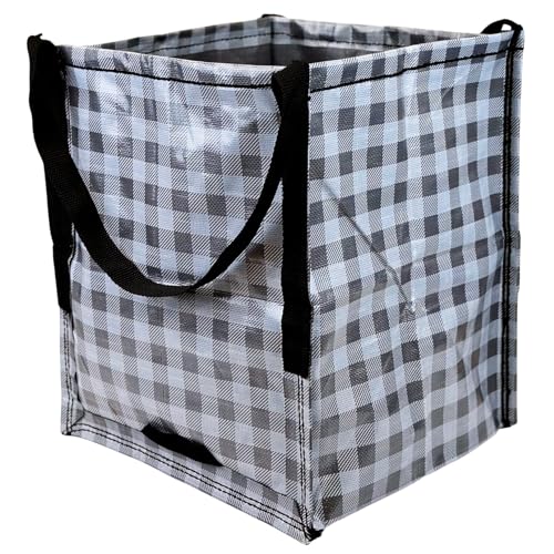 DURASACK Heavy Duty Storage Tote Bag 22-Gallon, Gingham Gray | Rugged Woven Polypropylene Moving Bag, Reusable Self-Standing Design, Holds up to 500 Pounds - color: Gingham Gray, size: Single