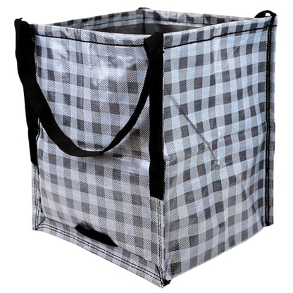 DURASACK Heavy Duty Storage Tote Bag 22-Gallon, Gingham Gray | Rugged Woven Polypropylene Moving Bag, Reusable Self-Standing Design, Holds up to 500 Pounds - color: Gingham Gray, size: Single