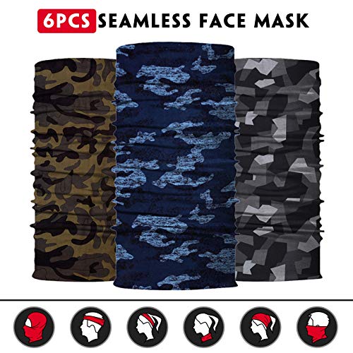 Venswell Neck Gaiter Face Mask Men Women,Seamless Bandana Rave Face Cover Scarf Mask,Balaclava,Headband, Head Wrap,Headwear - color: A-black Series 3