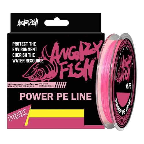 ANGRYFISH 8 Strand Braided Fishing Line, Hi Vis PE Fishing Line, 6LB-50LB | Zero Stretch - Low Memory - Ultra Strong & Abrasion Resistant - Thinner Diameter for Longer Casts - Saltwater/Freshwater - color: Pink, size: 6LB(150Yds)