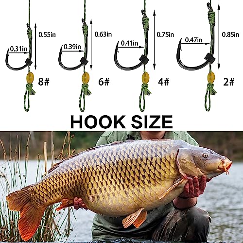 Carp Fishing Hair Rig Kits,26pcs/30pcs Sets Curved Barbed Carp Hook Swivel Boilies Bait Stops and Stringers Needle Fishing Bait Rigs Braided Thread Line Carps Fishing Accessories - color: Size 4# Kit(3 Packs) - 26pcs