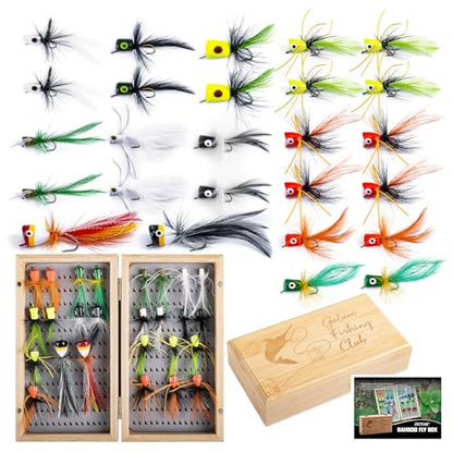 Goture Fly Fishing Poppers Lures, Topwater Popper Flies Bugs Lure, Fly Fish Poppers Fishing Lures Kit, Dry Flies for Panfish Bluegill Crappie Sunfish Bass Trout Salmon - color: C1:26pcs Popper Flies