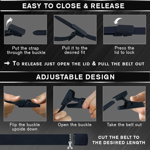 TECEUM Tactical Belt – Heavy-Duty & Quick Release – Military, Work, Rigger, Duty & Utility Belt for Men - color: Buckle 2 - Navy Blue, style: Medium-for Waist 36"-42" (Length 49")