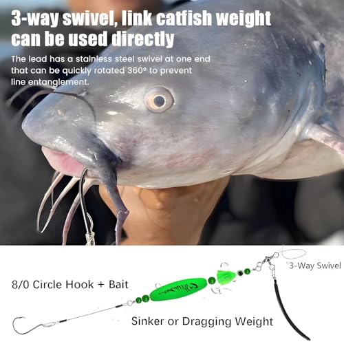 YOTO Santee Cooper Rig, Catfish Rig for Bank Fishing, Catfishing Tackle Rattler Floats, Chunky Rigs Catfish Equipment - style: Spiral Catfish Bells - 3pcs