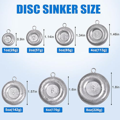 Disc Sinkers Fishing Weights Coin Sinkers Saltwater Surf Fishing Weights for Bottom Drifting Trolling Catfishing Tackle 1oz 2oz 3oz 4oz 5oz 6oz 8oz - style: 6oz-3pcs