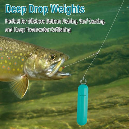 Dr.Fish Lead Free Fishing Weights, 200g-1000g Heavy Sinkers Eco-Friendly Cylindrical Deep Drop Weights Steel Sinkers for Saltwater Grouper, Drum, Pompano Bottom Fishing - size: 400g/14oz-3pcs