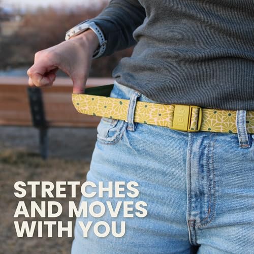 JeltX Adjustable Elastic Belts for Men and Women, Non-Slip Stretch Belt with Magnetic Belt Buckle and Grippy Gel - color: Greenhouse