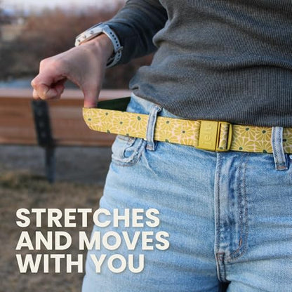 JeltX Adjustable Elastic Belts for Men and Women, Non-Slip Stretch Belt with Magnetic Belt Buckle and Grippy Gel - color: Greenhouse