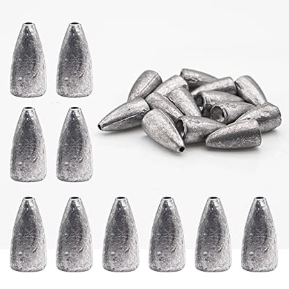 Fishing Weight Sinkers, 50pcs/55pcs Lead Worm Weights Fishing Sinkers for Bass Fishing Texas Rigs(2g/3.5g/5g/7g) - color: 5g/0.17oz-50pcs