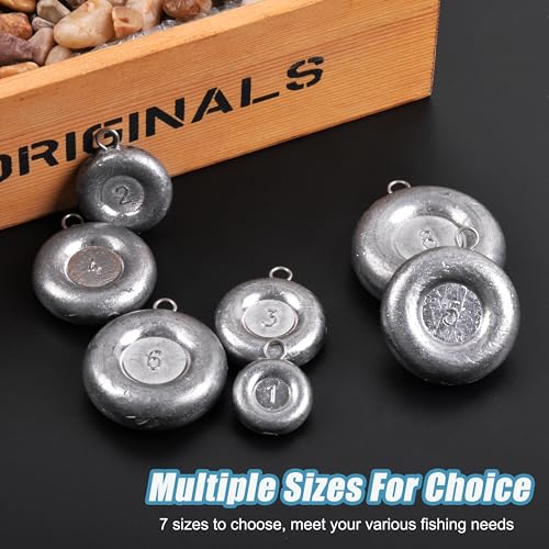 Disc Sinkers Fishing Weights, Coin Fishing Sinkers Weights Saltwater Surf Fishing Weights Bottom Drifting Trolling Catfishing Fishing Sinkers Saltwater Gear Tackle 1oz 2oz 3oz 4oz 5oz 6oz 8oz - style: 6 Ounce, 4 Pack