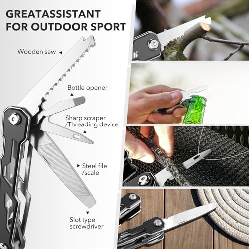 Wuwrll Multitool with Safety Locking,16-in-1 Multi Tool Stainless Steel Pocket Knife Set with Pliers, Upgrade Camping Tool Gifts for Men,for Survival, Camping, Hiking, Outdoor 1 Pcs