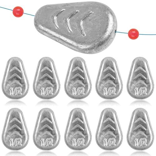 5/10 Pack No Roll Sinker Lead Fishing Weights Catfish Sinkers Coin Disc Weight Snagless Flat Inline Sinker for Catfishing Rig Bank River Surf Fishing Saltwater - color: 0.5 Ounce - 10 Pack