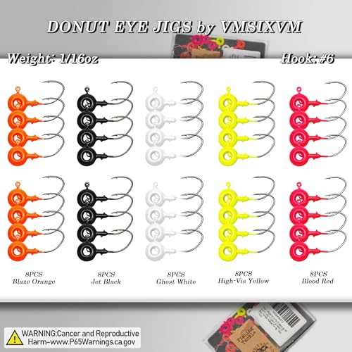 40 Pcs Crappie Jigs Kit, Scent Holder Crappie Jig Heads for Bass Panfish Walleye Fishing, 1/8oz, 1/16oz - color: 1/16oz - 40 Pcs
