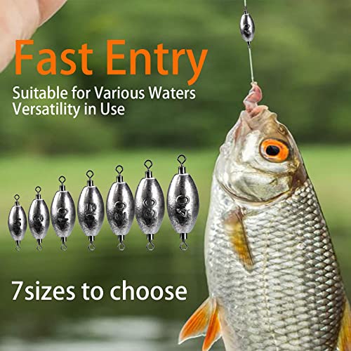 THKFISH Fishing Weights Inline Weights Trolling Sinkers Swivel Weights Quick Set Up Lead Fishing Sinker with Inner Swivel - size: 10pcs-40g(1.4 oz)