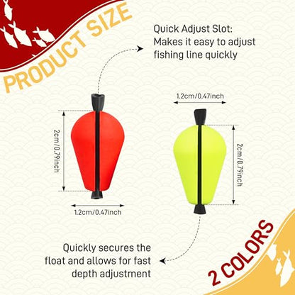 Trout Floats 20/50pcs Slotted Fishing Bobbers Foam Teardrop Strike Indicators Fly Fishing Floats for Trout Catfish Freshwater Saltwater - style: 50pcs
