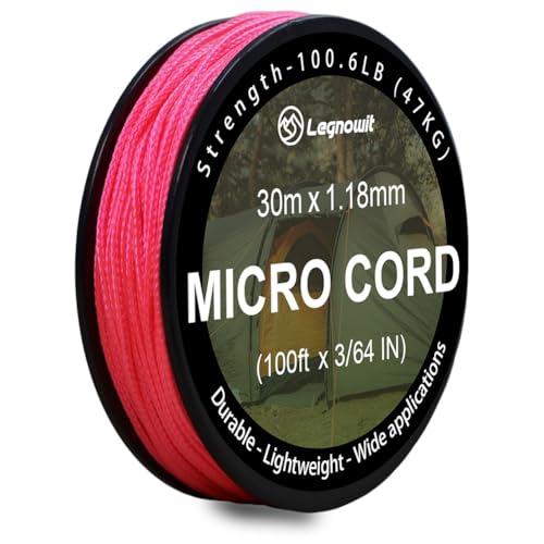 Micro Paracord, 1.18mm x 100ft Thin Mini Utility Braided Small Paracord for Crafting, DIY Project, Camping and More - color: Pink, size: 100ft (1 Pack)