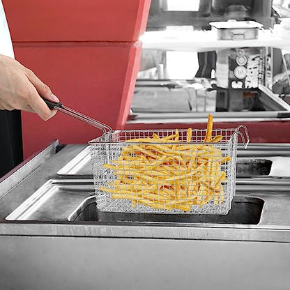 Electric Fryer Basket for Frying Serving Food, with Rubber Handle Grip, 7.2" x 8.3" x 4.3" Heavy Duty Construction Suitable for fry chicken, fish, french fries, (2 Pcs) - style: 2 pcs