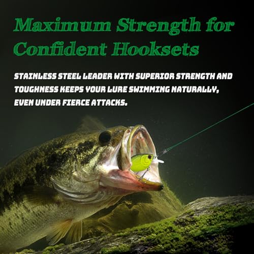 Fishing Wire Leaders 60PCS - 7in/9in/12in Stainless Steel Leaders with Swivels & Snaps for Bass, Pike, Catfish, Carp, Walleye - Saltwater & Freshwater Fishing Gear ﻿ - color: Green