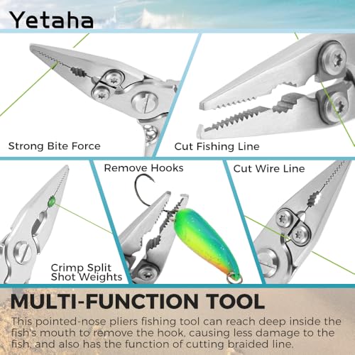 Yetaha 4 Inch Stainless Steel Fishing Pliers with Anti-Slip Grip | Mini matte multi-functional fishing pliers, ideal saltwater tackle & practical fishing gifts for men